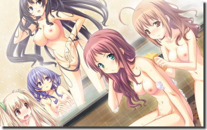 複数の女の子が温泉や銭湯で入浴中の二次元エロ画像 ④
