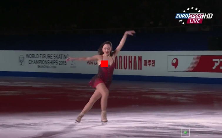 【動画あり】昨日のフィギュアでロシア美少女がオッパイポロリ!!完全に乳首丸見え放送事故wwwwww