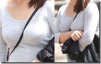 着衣巨乳がパイスラ！街撮りされ易いおっぱいのエロ画像 ②