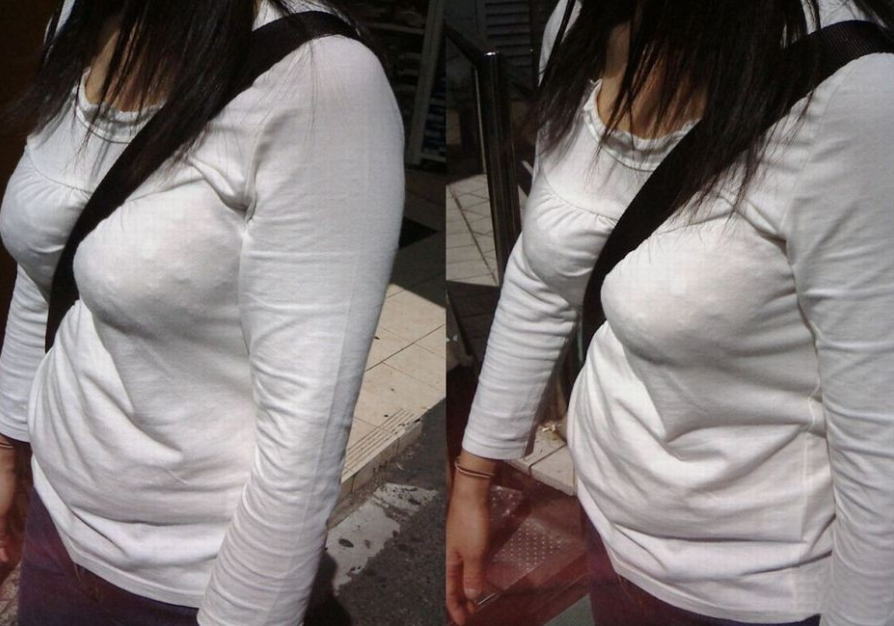 着衣巨乳 パイスラ 街撮り おっぱい エロ画像