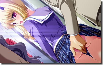 背後の痴漢にお尻やマンコを触られている二次元エロ画像 ①