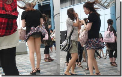 風パンチラの決定的瞬間！風の悪戯を激写したエロ画像 ②