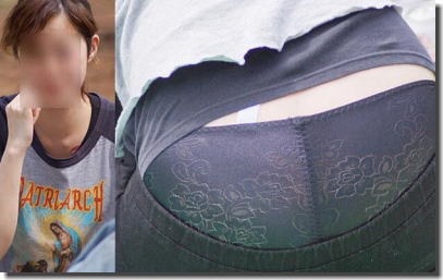 熟女や人妻のハミパンツ！ガードル腰パンチラのエロ画像 ①