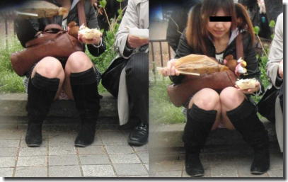 座りパンチラ盗撮！パンツ丸見え女子の股座街撮りエロ画像 ②