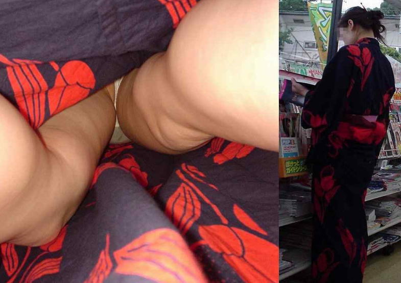 浴衣 パンチラ 祭り 逆さ撮り 透けパン パンツ エロ画像