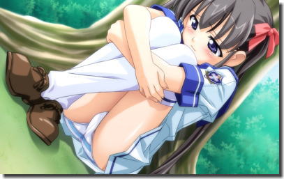 両膝抱えてパンチラしてる体育・体操座りの二次元エロ画像 ④