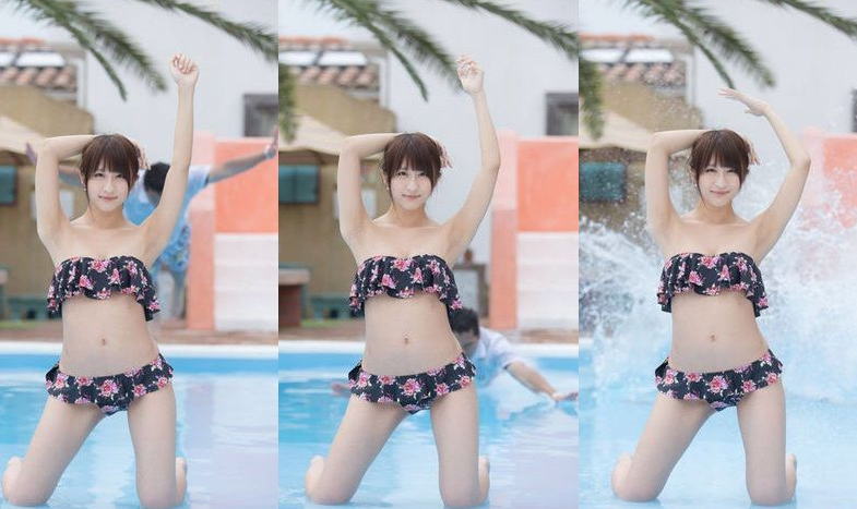 【画像】美少女の写真を撮る時の水しぶきの作り方がまさかの・・・ｗｗｗｗ