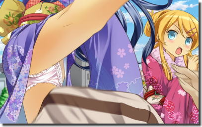 着物や浴衣から下着が見える二次元の和服パンチラエロ画像 ①