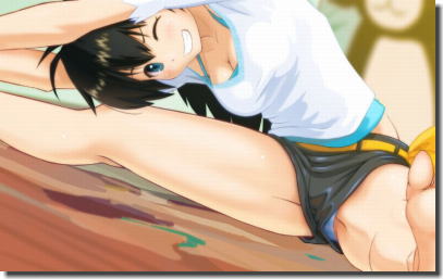 ショートパンツ・ホットパンツパンチラの二次元エロ画像 ①