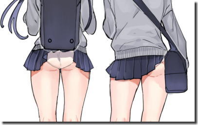 二次元の制服JKが登下校中にパンチラしているエロ画像 ①