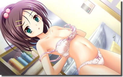 ブラのホックを外す脱ぎかけブラジャーの二次元エロ画像 ①
