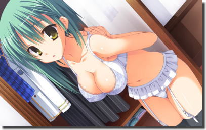 ブラのホックを外す脱ぎかけブラジャーの二次元エロ画像 ③