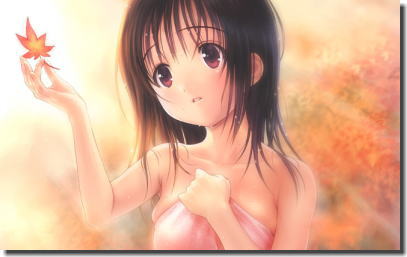 紅葉散る露天風呂が秋の終わりを告げる二次元温泉エロ画像 ②