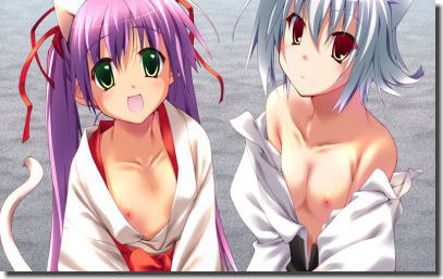 巫女さんの小袖や緋袴がはだけちゃってる二次元エロ画像 ③