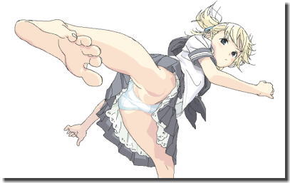 お転婆がハイキックでパンチラしてる二次元脚上げエロ画像 ②