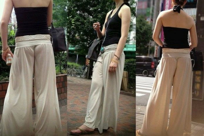 透け透け過ぎる素人さんを街撮りした透けパンチラ画像