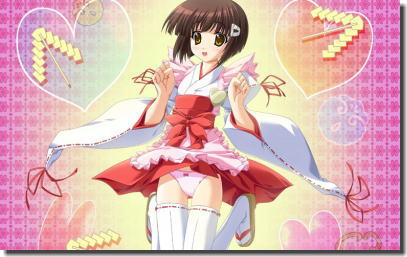 巫女服でパンチラ・パンモロ・胸チラしてる二次元エロ画像 ④