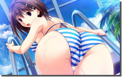水着にマンコが食い込んでマンスジってる二次元エロ画像 ②