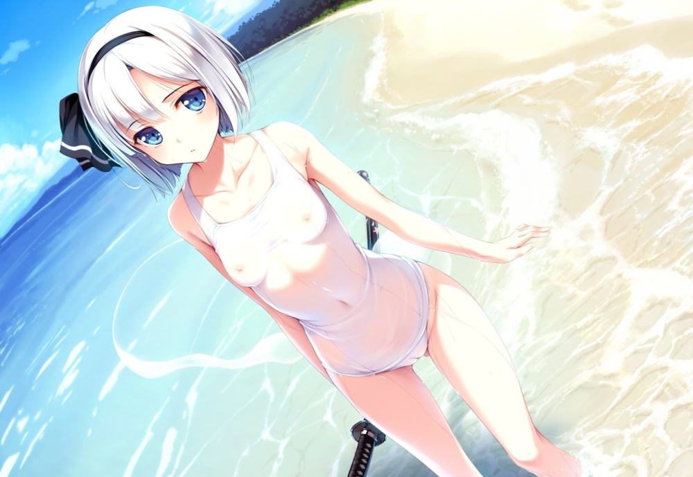 白スク 乳首 透ける 二次元 スクール水着 エロ画像【10】
