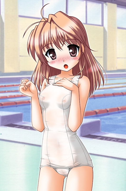 白スク 乳首 透ける 二次元 スクール水着 エロ画像【19】