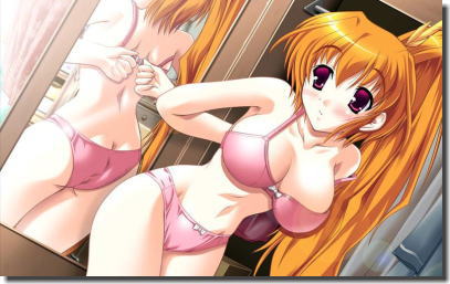試着室などの鏡の前で脱いだり着替えたりな二次元エロ画像 ①