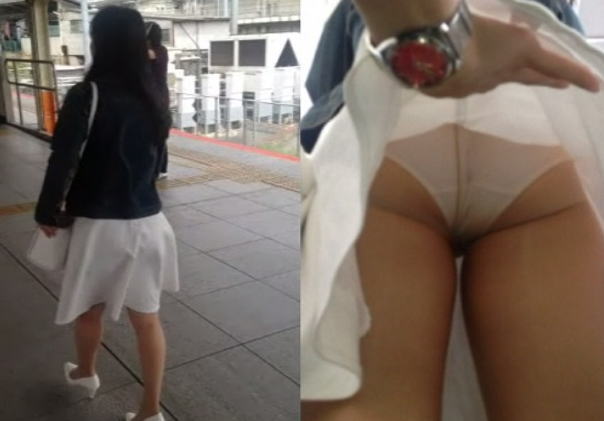 【超興奮】スカートをめくりながら勝負パンツをスマフォで撮影したのがコチラｗｗｗｗ【衝撃】