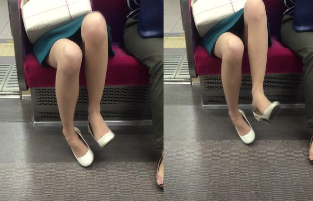足組換えの瞬間・足組してる素人さん達のパンチラ画像