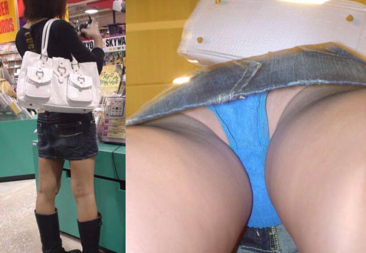 ミニスカ デニム 逆さ撮り パンチラ エロ画像【19】