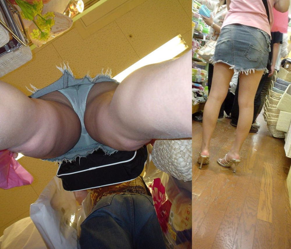 ミニスカ デニム 逆さ撮り パンチラ エロ画像【26】