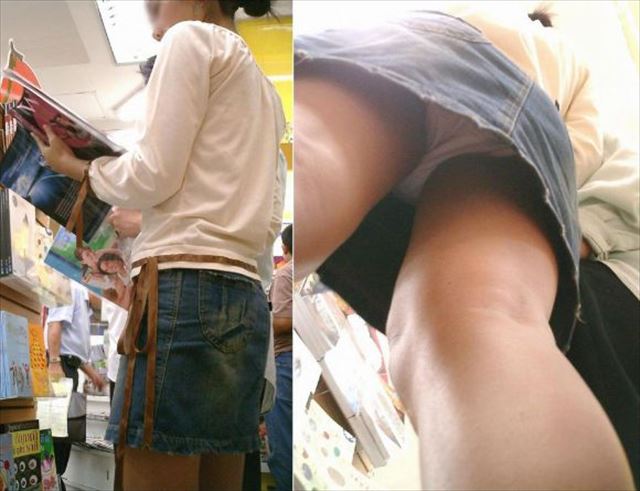 ミニスカ デニム 逆さ撮り パンチラ エロ画像【51】