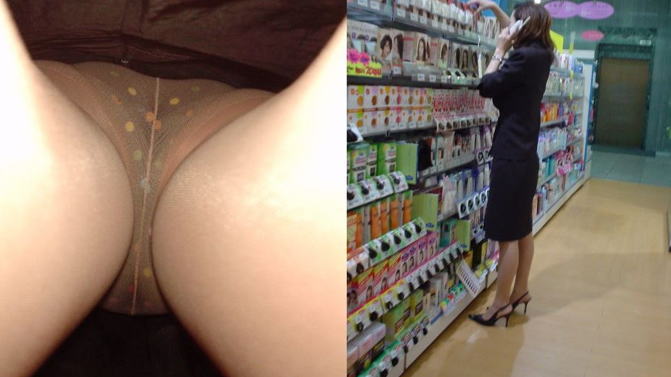 タイトスカートがエロいＯＬさんを逆さ撮りしたパンチラ画像
