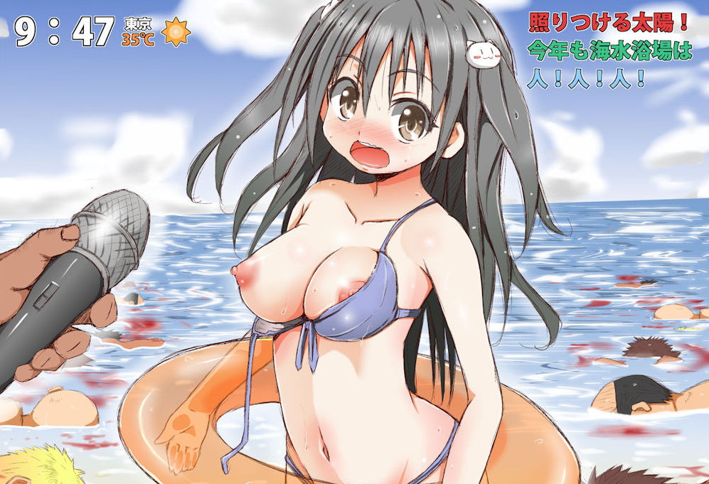 二次元美少女の水着ポロリハプニング画像