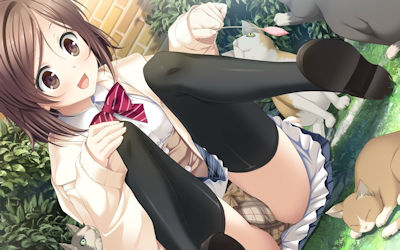 ペット・動物と戯れてパンチラしてる二次元エロ画像 ①