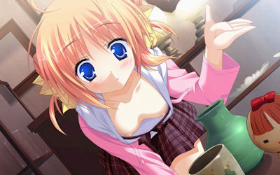 貧乳だから前屈み胸チラで乳首見えてる二次元エロ画像 ③