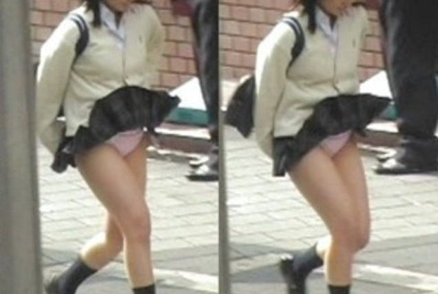 JK 風 パンチラ 登下校中 風チラ ハプニング エロ画像【47】
