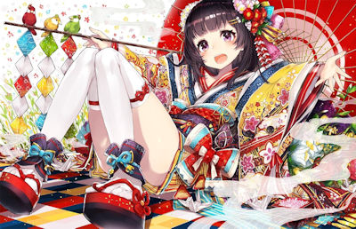 ミニスカ着物！裾が短い和服姿の二次元エロ画像 ④