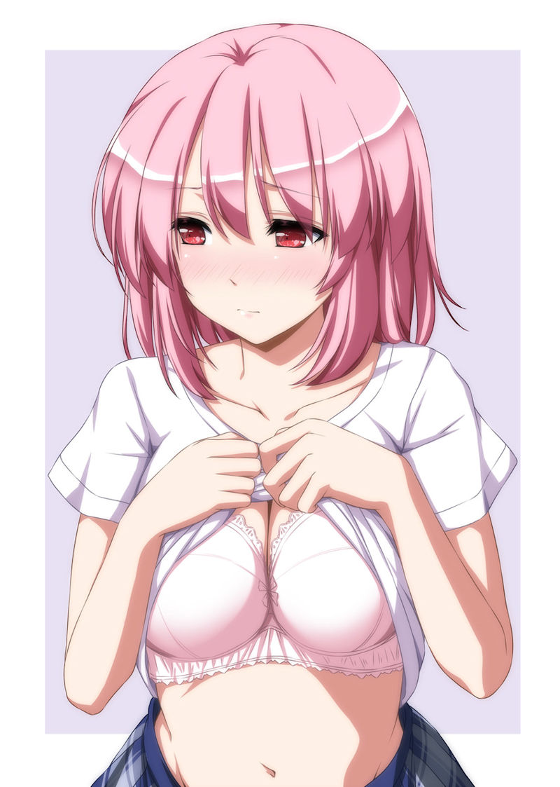 ブラジャー 赤面 たくし上げ 二次元 エロ画像【28】