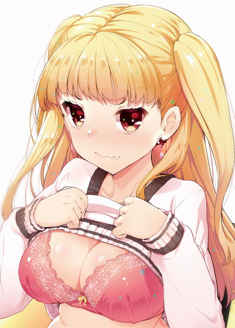 ブラジャー 赤面 たくし上げ 二次元 エロ画像【32】