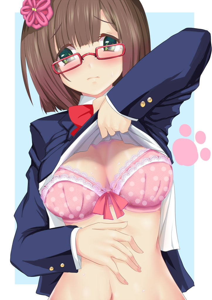 ブラジャー 赤面 たくし上げ 二次元 エロ画像【35】