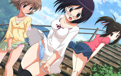 パンツ見ないで！スカートを手で押さえてる二次元エロ画像 ③