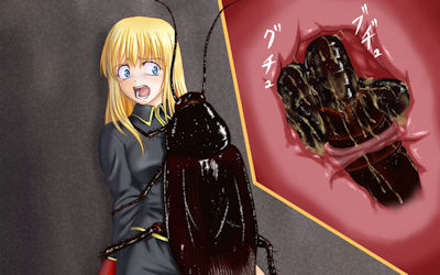 ゴキブリにゾッとする二次元の蜚蠊蟲姦エロ画像 ②
