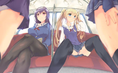 電車通学するJKがパンチラパンモロしてる二次元エロ画像 ①