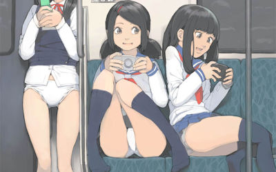 電車通学するJKがパンチラパンモロしてる二次元エロ画像 ④
