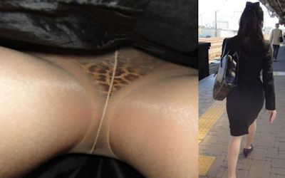 パンチラ逆さ撮り画像が全員ヒョウ柄パンツだったケース ③