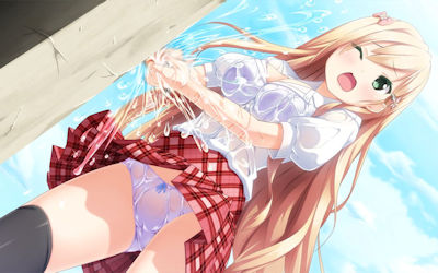 夏服JKはブラジャーが透ける二次元透けブラエロ画像 ①