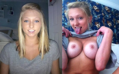 たくし上げたシャツからおっぱいを出す外国人のエロ画像 ③