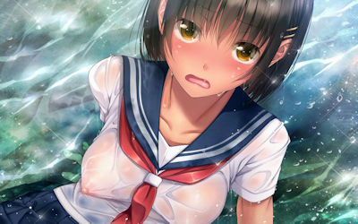 二次元ノーブラJKの乳首濡れ透けエロ画像 ③