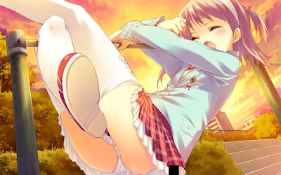 パンチラ率100%！スカートと鉄棒の二次元エロ画像 ③