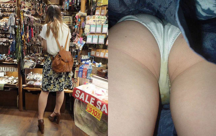 【逆さ撮り】買い物中の素人さん達のパンチラをちょっと拝借したエロ画像