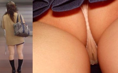パンツ食い込みJKのマンスジ画像 ④